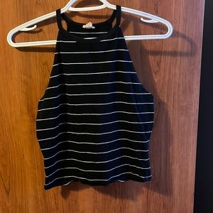 High neck striped tank